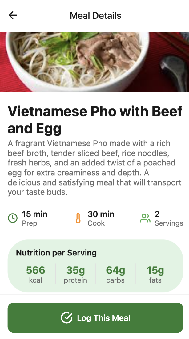 Vietnamese pho meal details